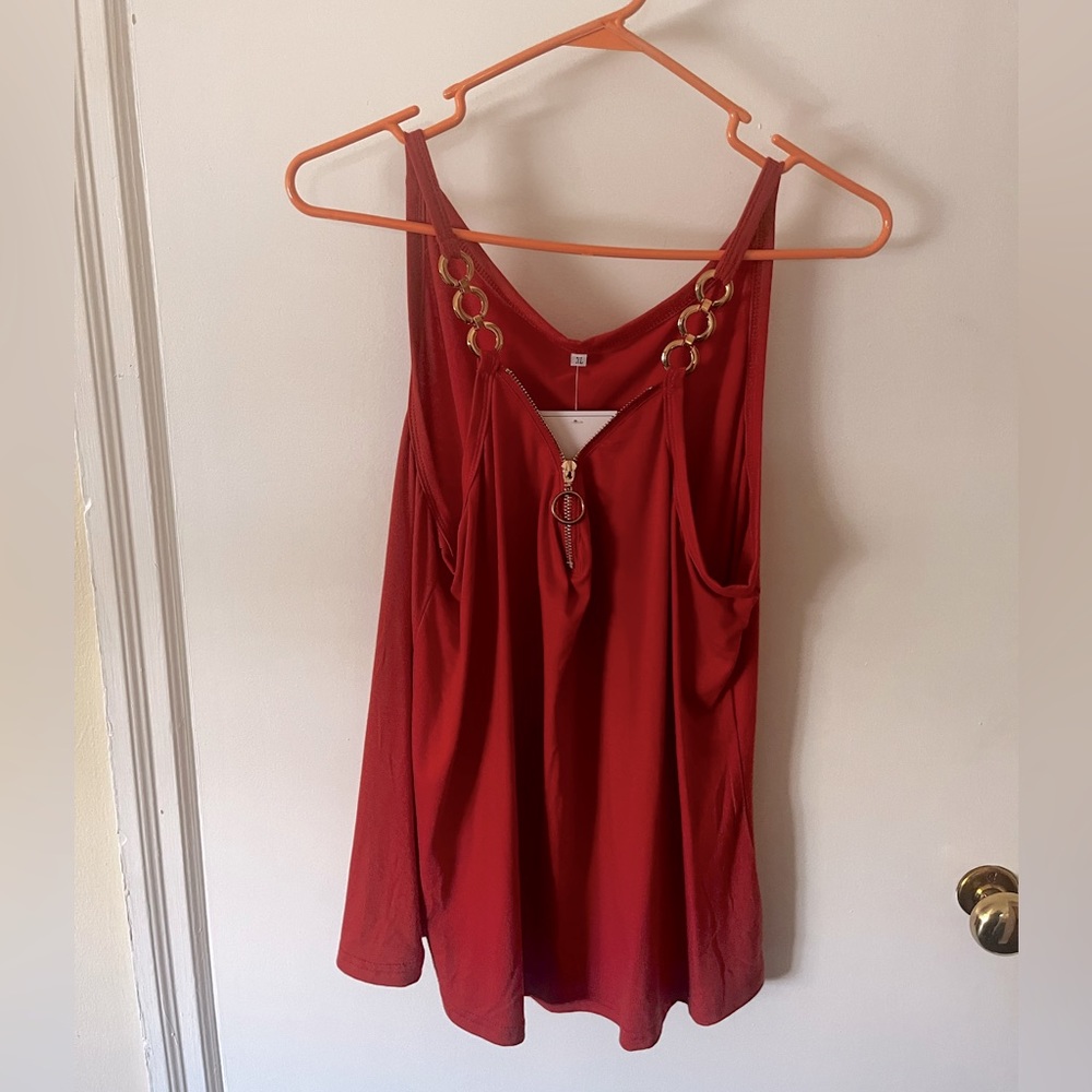 Burnt Orange Tank Top With Gold